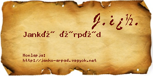 Jankó Árpád névjegykártya