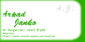 arpad janko business card
